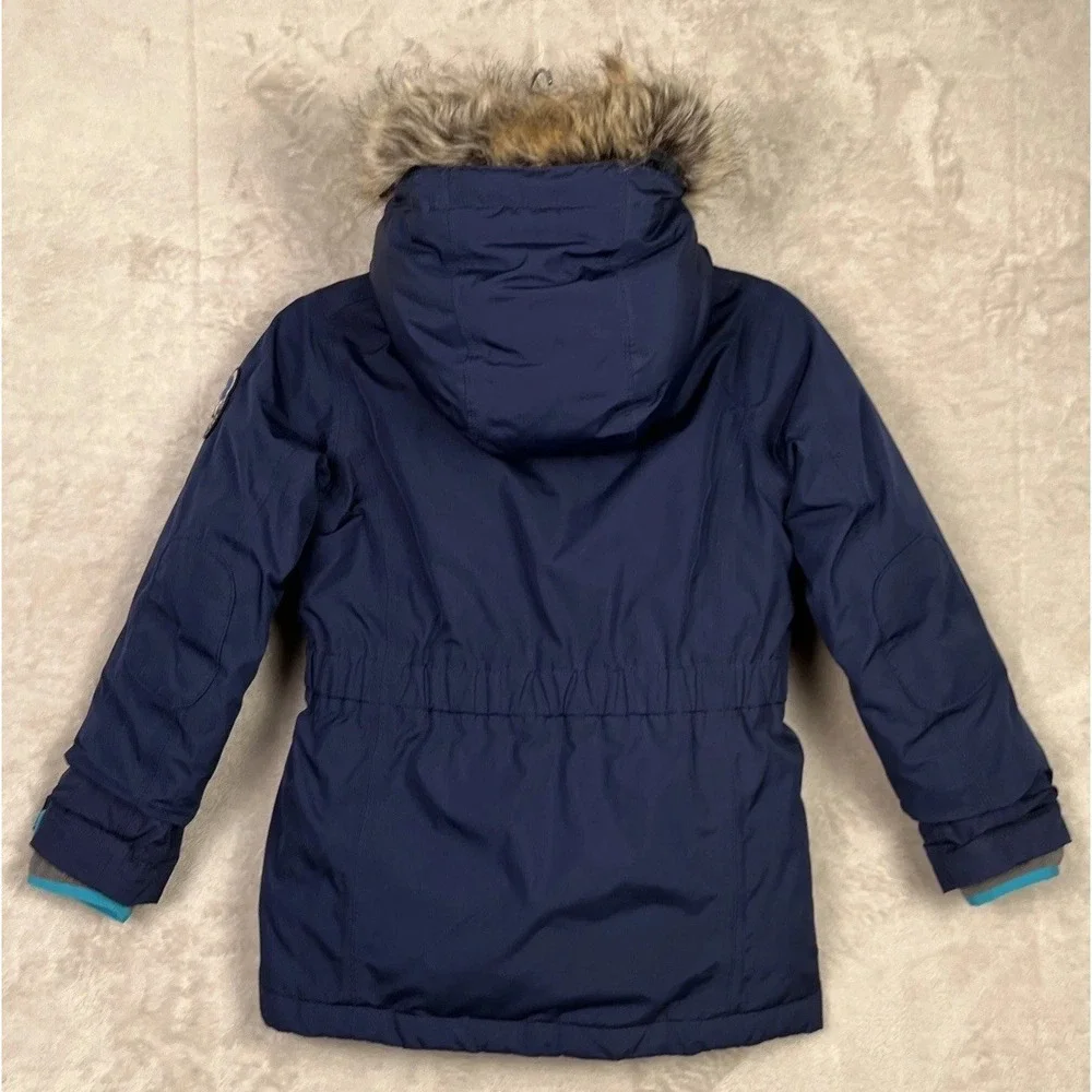 Lands End Girls Coat Large 6X - 7 Expedition Down Parka‎ Hood Grow Along Sherpa